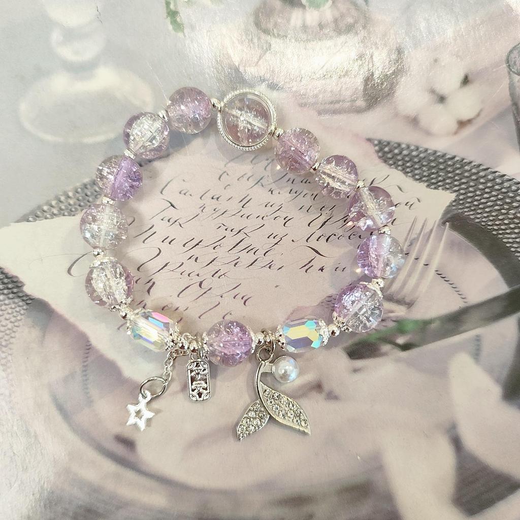 Colorful Pearl Crystal Fishtail Bracelet for Women - Mori Style, Versatile Sweet Design