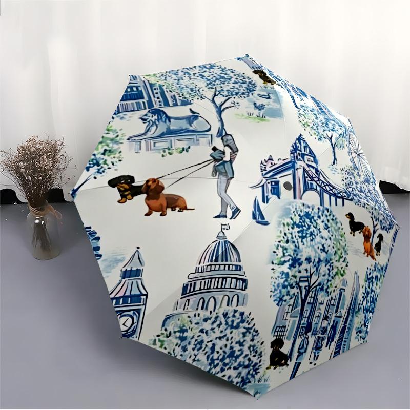 1pc London Landmarks Automatic Folding Umbrella - 8-Rib Durable Iron Frame, Compact Portable for Daily Travel Yy251205030