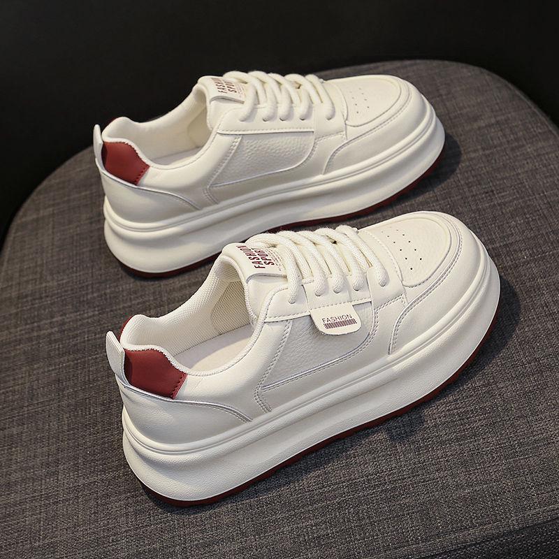 2025 Stylish Women's White Thick Sole Sneakers for Spring & Fall - Versatile Casual Sports Shoes