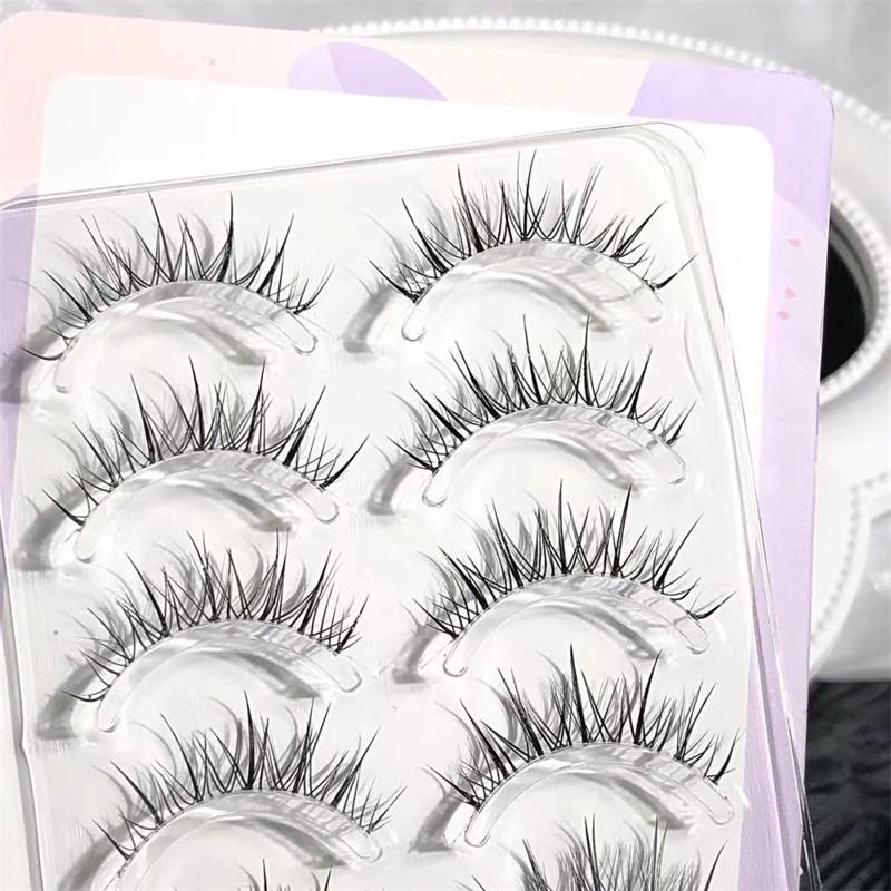 Eye Lashes 5 Pairs Winged Wispy Natural False Eyelashes Makeup Fox Eye Faux Mink Eyelashes
