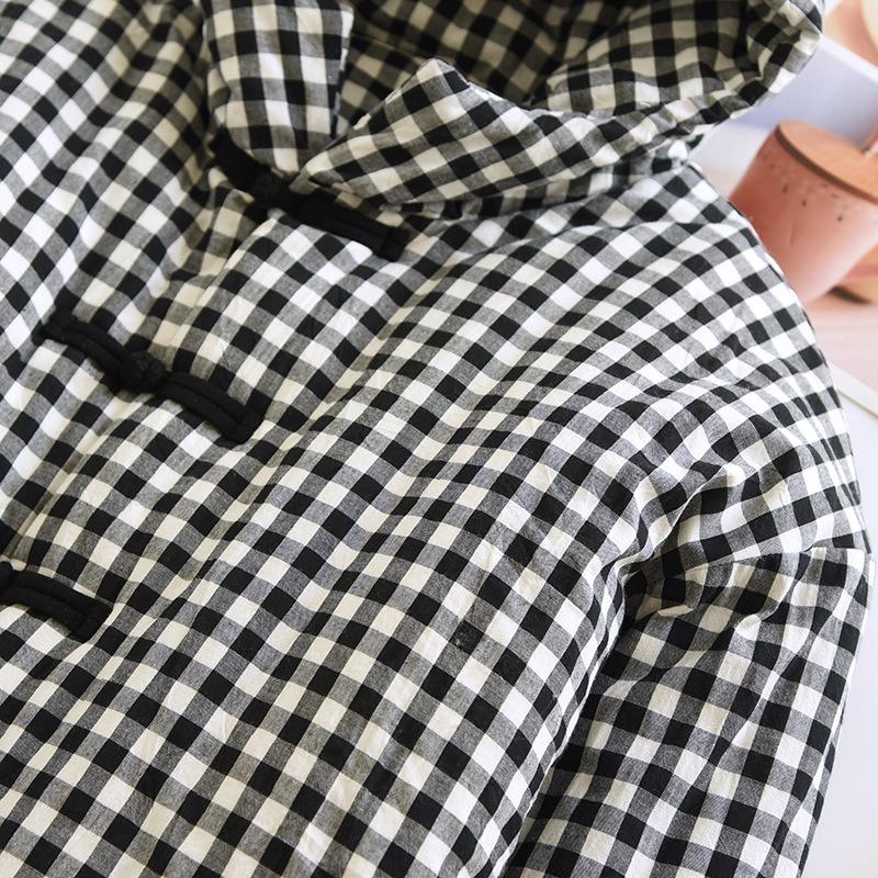 Black Plaid Hooded Cotton Clothes, Warm Cotton Clothes, Handmade Chinese Button-down Cotton-padded Jackets, Thickened Outing Jackets
