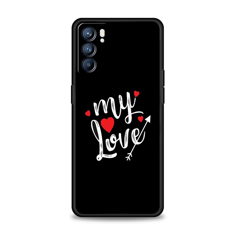 I Love you Pink Heart Phone Case For Oppo Reno8 Reno7 Reno6 Pro A54 5G Find X6 X5 A53 A52 A9 A15 A95 A17 A16 A74 A57 A31 Cover