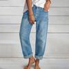 2023 Spring & Autumn Women's Casual Loose Slimming Straight-Leg Culottes Jeans