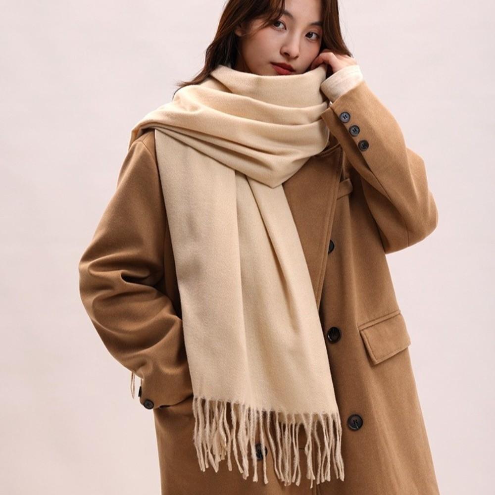 Tassel Imitation Cashmere Scarf Korean Style Women Shawl Simple Winter Neckerchief  Autumn