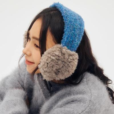 New Rolled Plush Color Matching Earmuffs for Women Winter Travel Warm Ear Protection Versatile Personalized Lace-up Pullover Hat