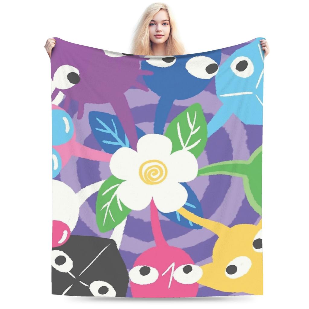 Funny Pikmin Game Plush Blanket Students Flannel Bedding Throws For Home Decor Super Warm Custom Quality Bedspread Gift Idea