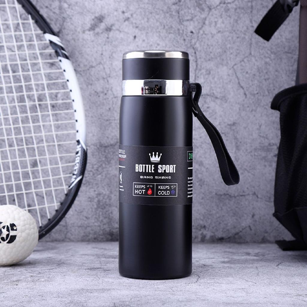 Business 316 Edelstahlbecher mit hängendem Seil Tragbare Sportflasche für den Außenbereich Große Kapazität Griff Topf Thermosbecher