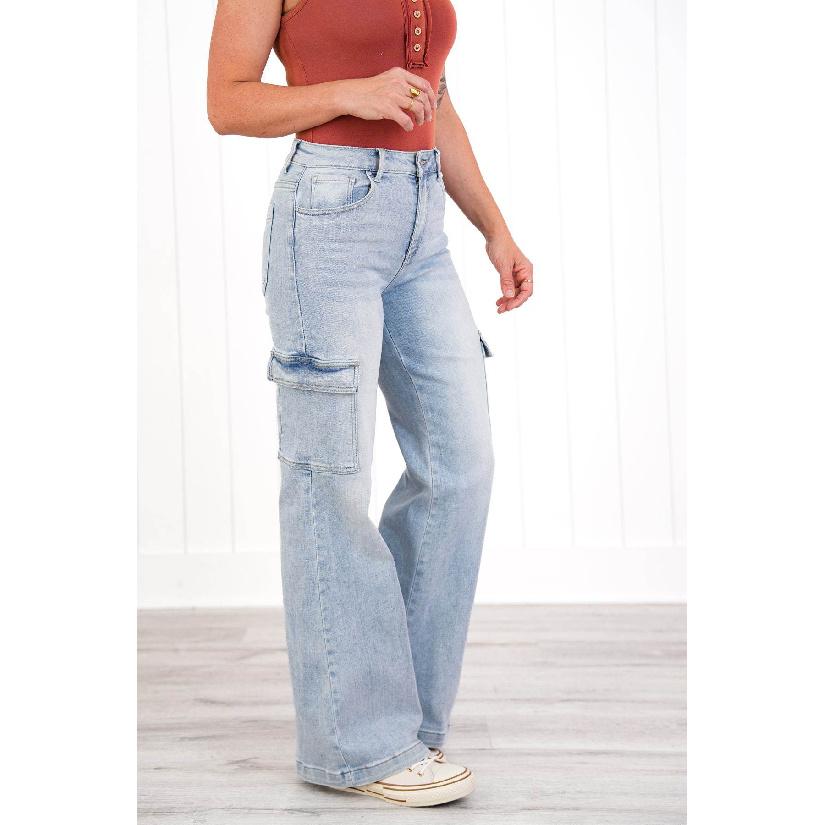 2026 High-Waisted Multi-Pocket Fashion Casual Women s Versatile Slimming Workwear Straight-Leg Jeans for Women S светло-синий