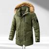 Mid-length Workwear Cotton Coat Winter Men's Thickened Large Fur Collar Hooded Cotton Coat