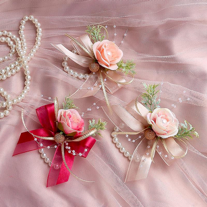 Mori Style Wedding Set: Bridesmaid Corsage, Groomsman Boutonniere, Family Bracelets