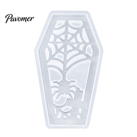 Easy Demoulding Silicone Mold Halloween Coffins Lampshade Mold, DIY Hollow Ghost Spider Bat Casting Molds Crafts Gypsum Cement Epoxy Resin