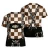 Men’s Vintage Style Short Sleeve T Shirt with Retro Plaid and Festival Inspired Print Loose Fit Casual Summer Top