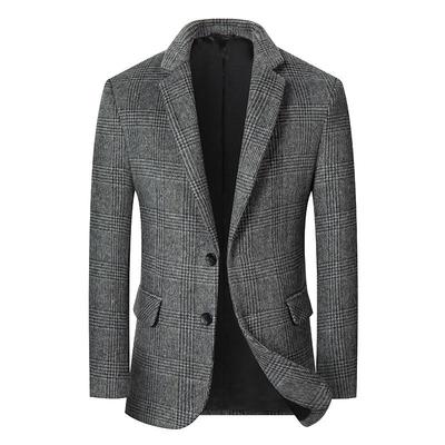 Men's British Plaid Wool, Suit Fashion Urban, Casual Short Thickened Suit