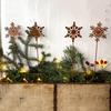 2-Piece Wrought Iron Snowflake Garden Decoration Stakes, Winter Decoration, Rust-Colored Christmas Decoration, Flower Pots, Bonsai Christm