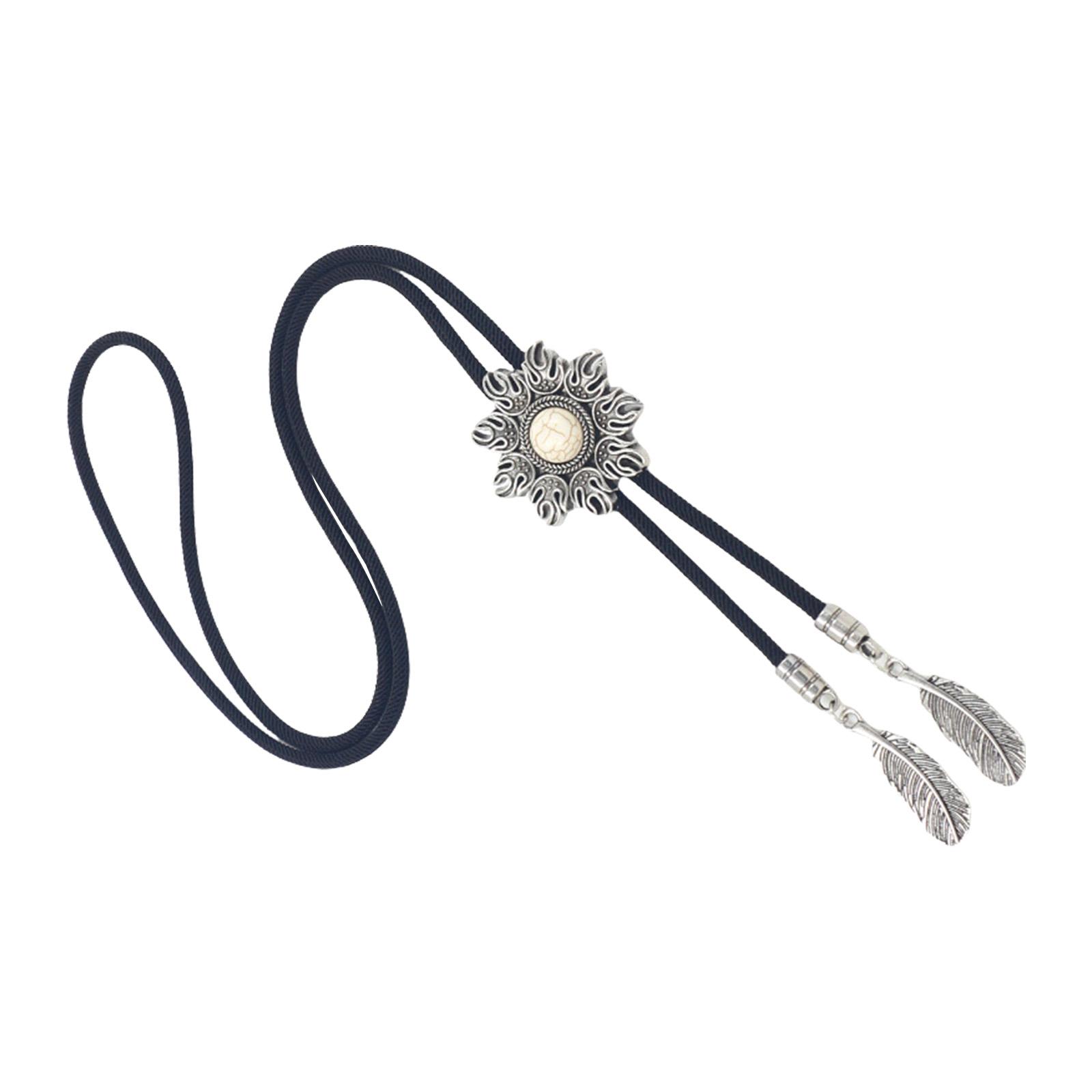 

Западный ковбойский плетеный веревочный галстук-боло с подвеской из бирюзы и солнца, ювелирное изделие, цепочка для галстука для мужчин и женщин белый