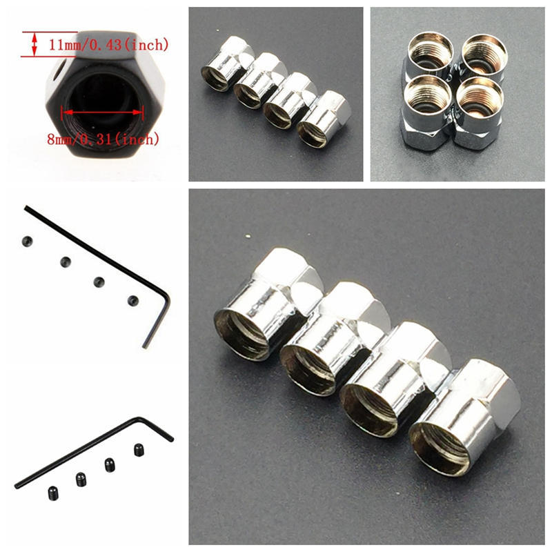 Buy Chrome 4 Pcs Car Wheel Airtight Tyre Tire Stem Wrench Air Valve