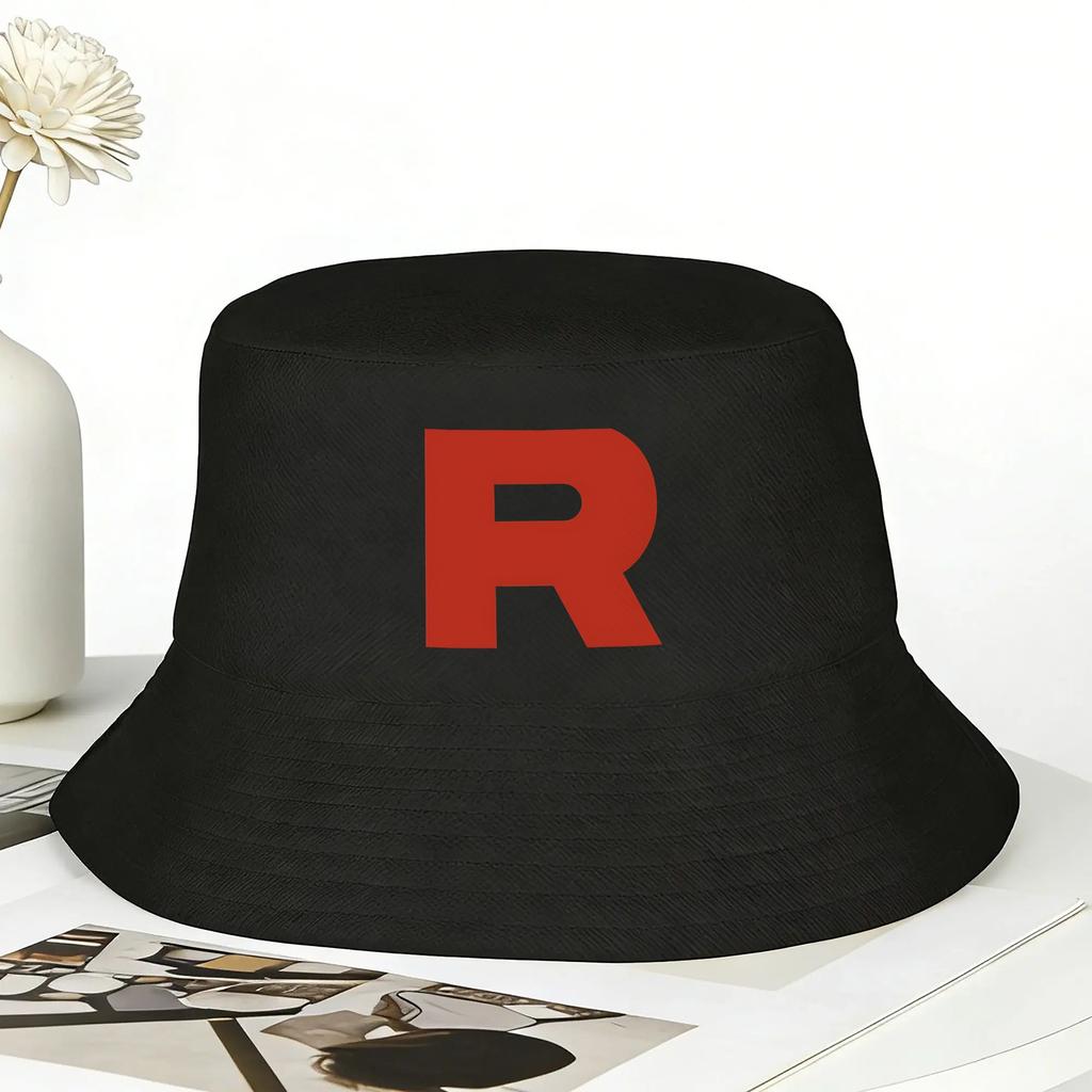 Team Rocket Bucket Hat Summer Funny Fisherman Hats For Men Women Foldable Fishing Caps Street Style Graphic Sun Hats