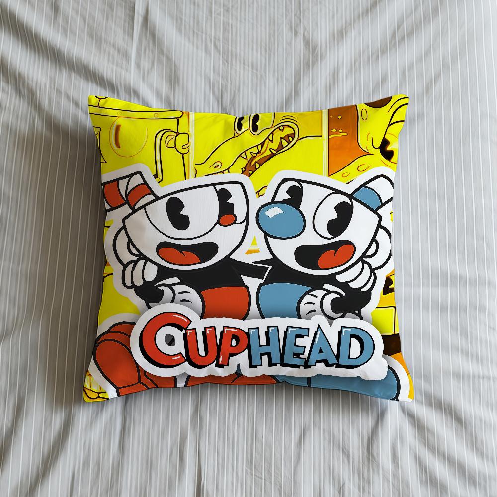 C-CupheadS-ES Мобильная игра Наволочка Декоративная Подушка-плед Современная Квадратная Романтичная Диван Софа Кровать Автомобиль 12x12Inch