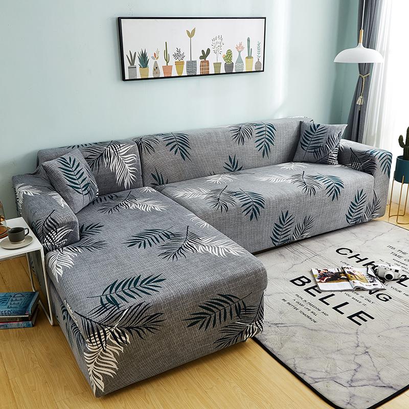Leaves Elastic Corner Adjustable Sofa Cover 2 3 4 Seater Chaise Longue Sofa Decorative L Shape Protection Cover
