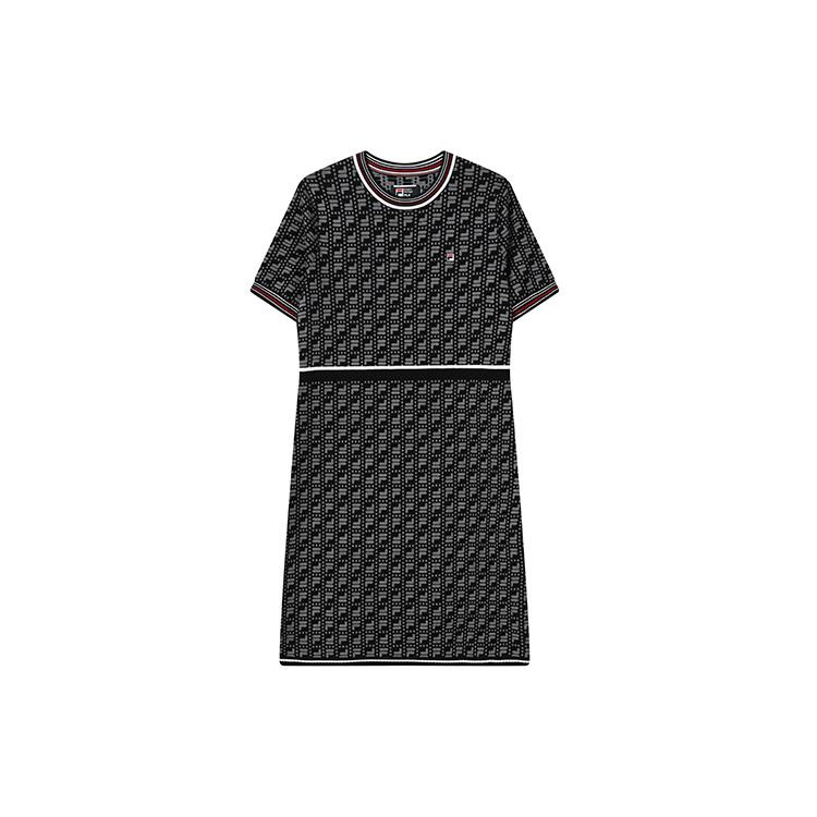 New FILA Short Sleeved Dresses Women's Jet Black F11W221309FBK