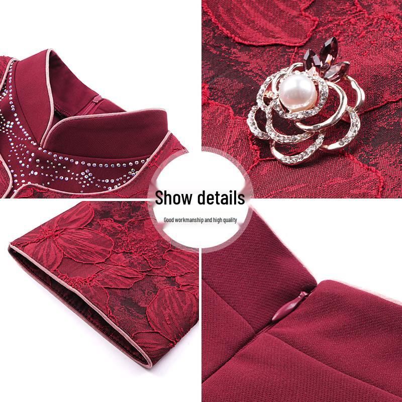XUEXI Women's Red Cheongsam Style Banquet Dress