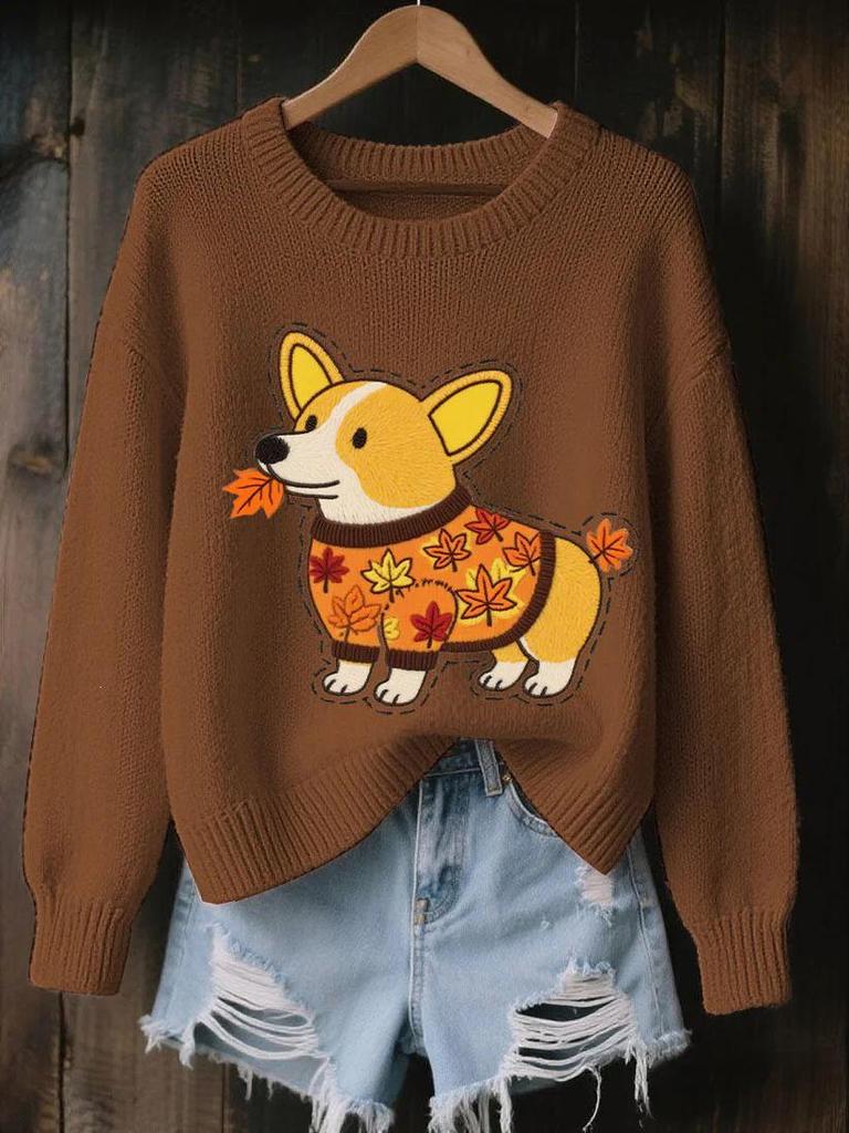 European & American Style Retro Christmas Snowman Jacquard Loose Fit Pullover Hoodie