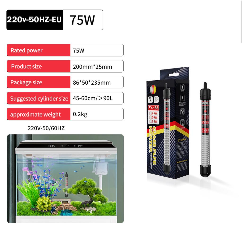 220v-50HZ-EU-PLUG Adjustable Temperature Thermostat Heater Rod 100W  Submersible Aquarium Fish Tank Water Heat