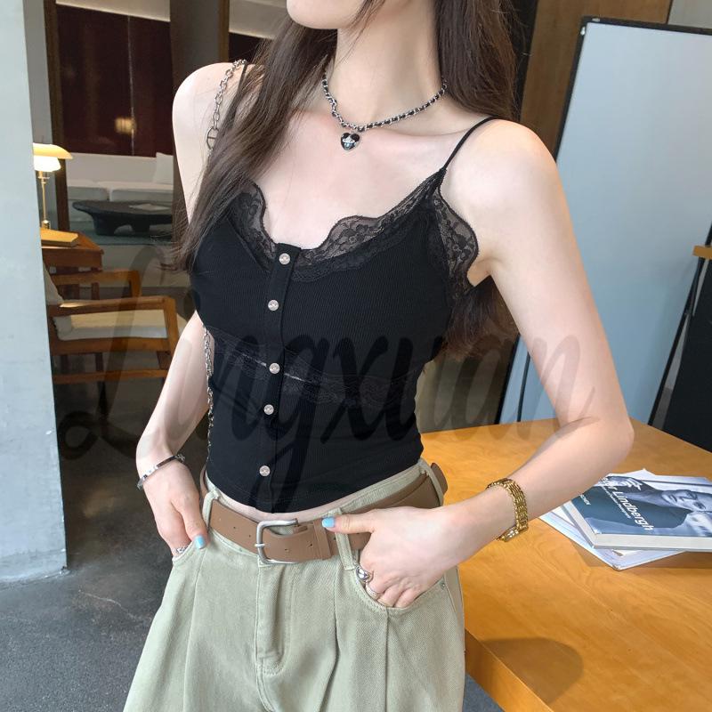 French Lace Splicing Sleeveless Camisole - Women's Summer 2026 Thai Style