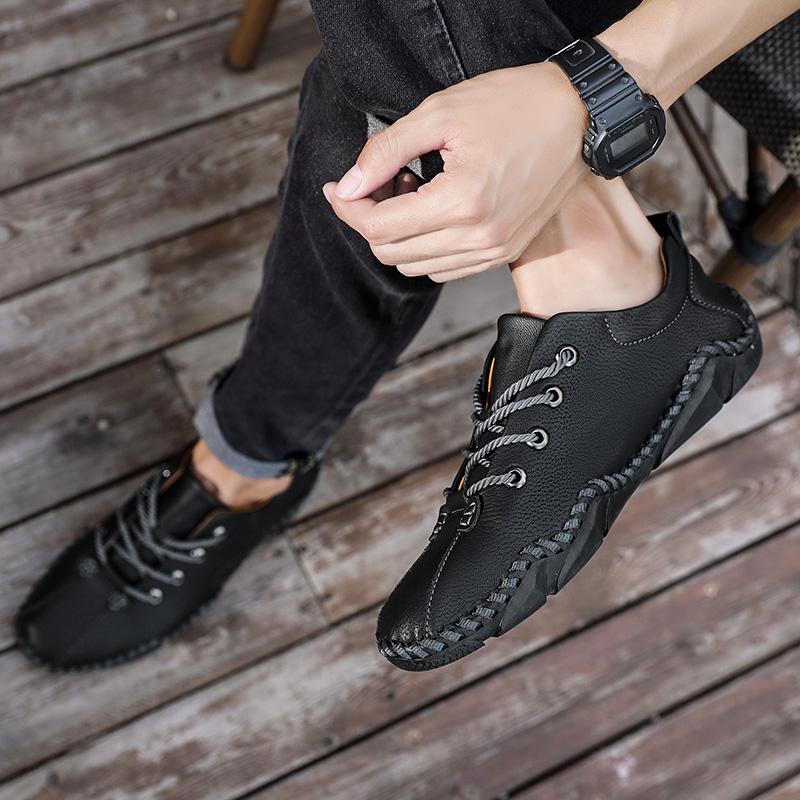 Handmade Leather Casual Men Shoes Design Sneakers Men Comfortable Leather Men Loafers Hot Sale Moccasins Driving Shoes Plus Size