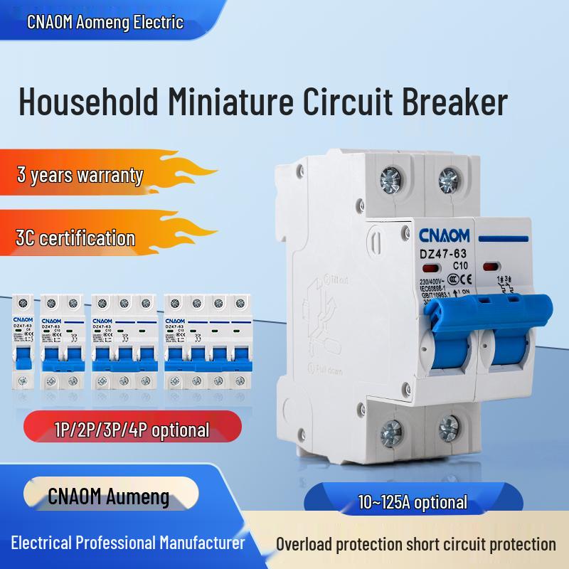 DZ47-63 Mini Circuit Breaker Air Switch, 1P/2P/3P/4P, Household Switch, 6A to 63A