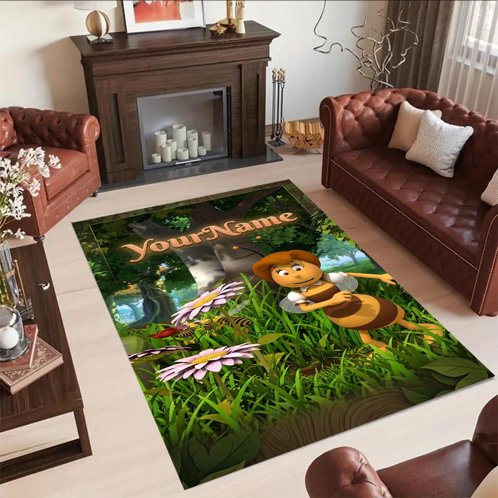 Biene Maja Customizable Name Floor Mat Perfect for Hallway Game Room Outdoor Living Rooms Antislip Carpet Office home decor Perfect Gift for Women/Men