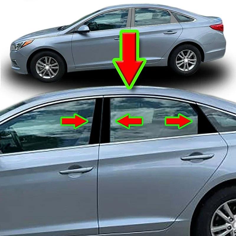 Car Window Trim Covers Center Film Column B C Pillar Posts Sticker Car Accessories for Hyundai Sonata 2015-2019