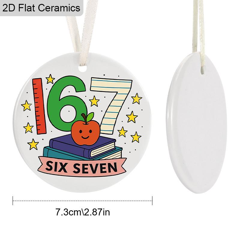 1pc/4pcs School Season, Six Seven Days of School, Smarter Teach Love Inspire Pattern, Ceramic Ornament Hanging Decor, Home Party Decor