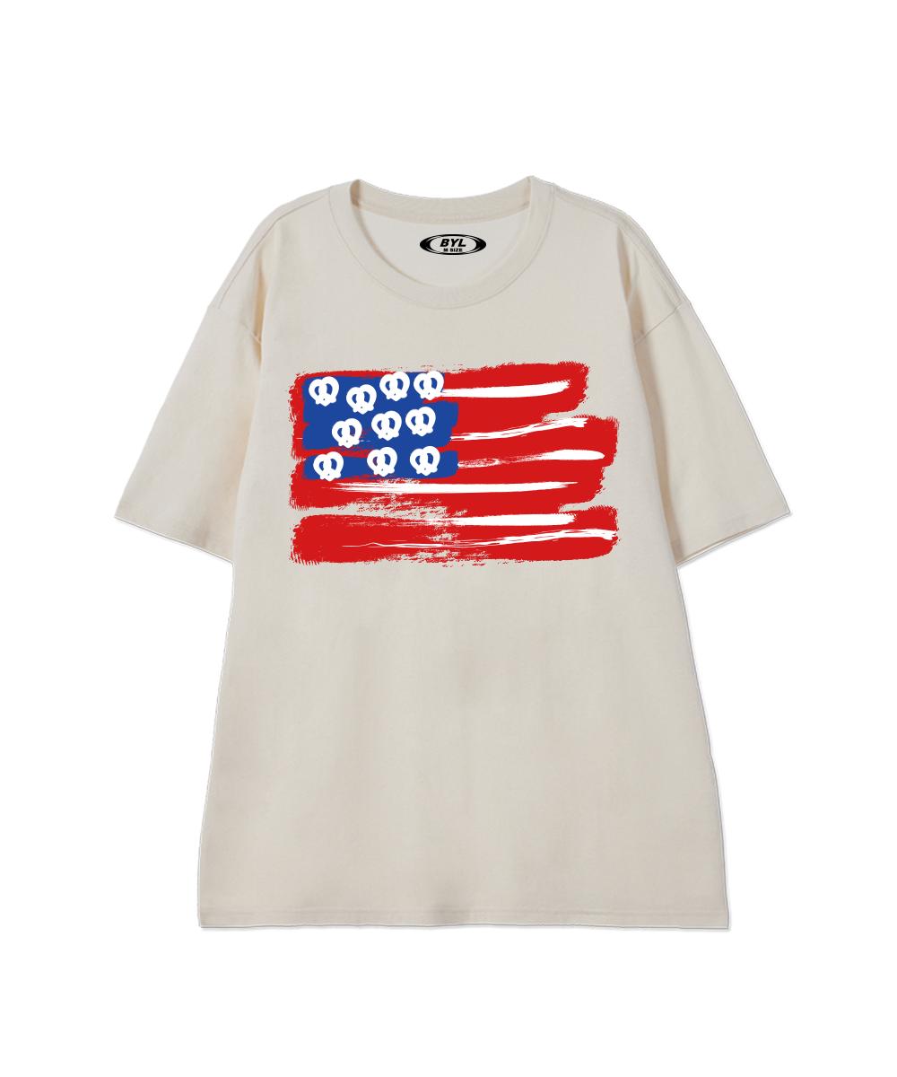 Biel Pretzel Flag Short Sleeve T-Shirt Cream M