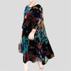 Frühling/Sommer Damen Übergröße Kleid Vintage Bedrucktes Samtkleid Lockerer Rundhalsausschnitt Langes Blumenkleid