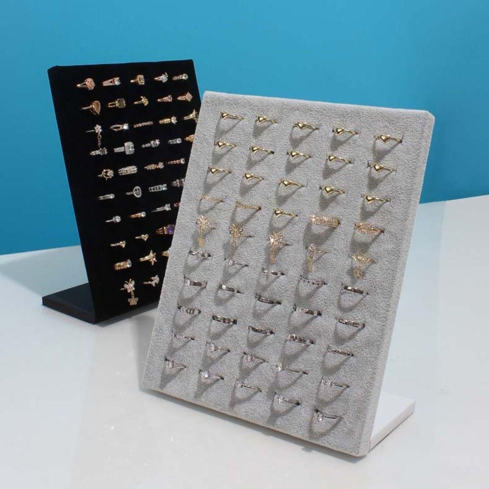 Soft Velvet Jewelry Organizer Black Gray Ring Holder Rings Display Stand Shop Counter