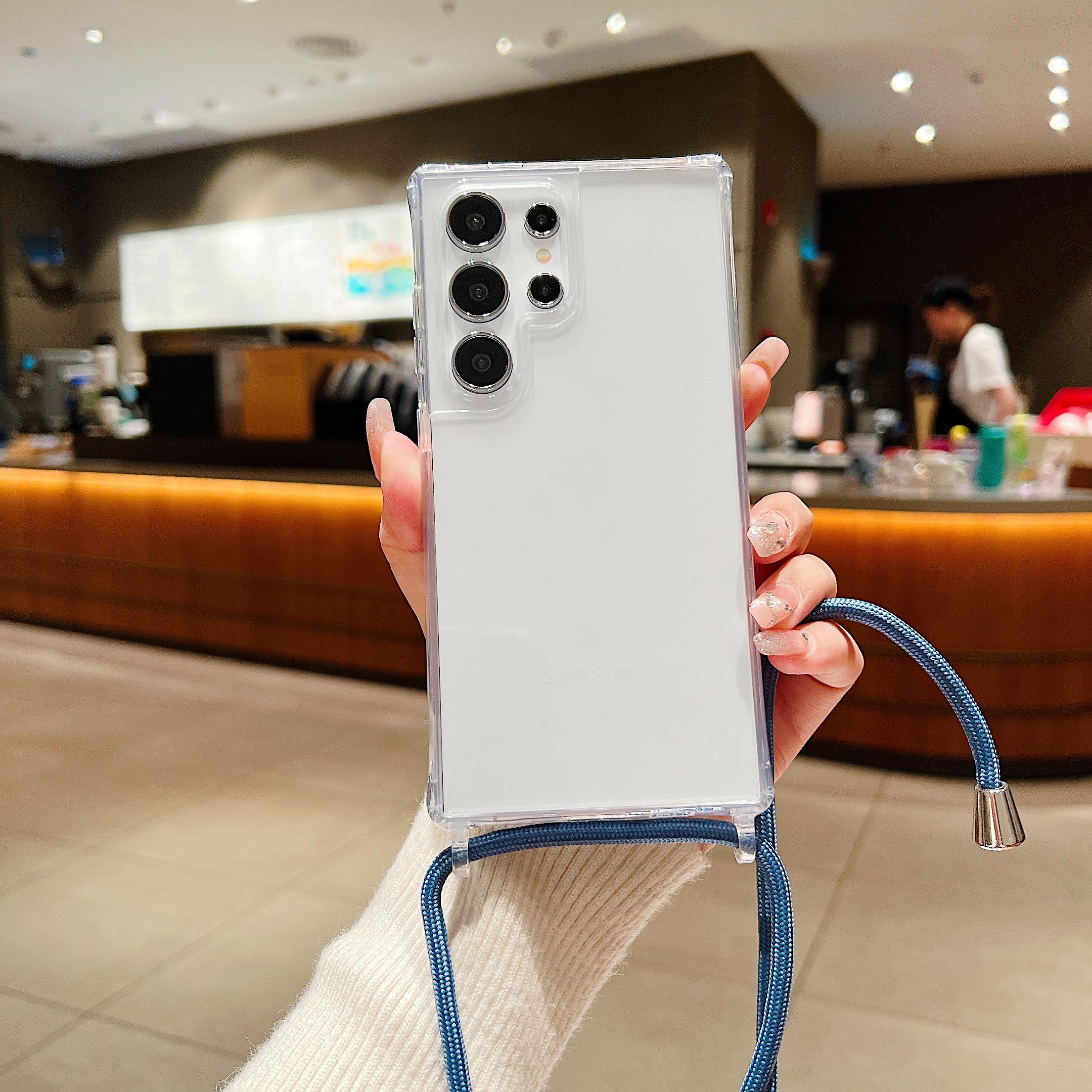 

Прозорий чохол-шнурок для носіння через плече для Samsung S25 S24 S23 S22 Plus Ultra FE A55 A35 A25 A15 A54 A34 Протиударний чохол For S24