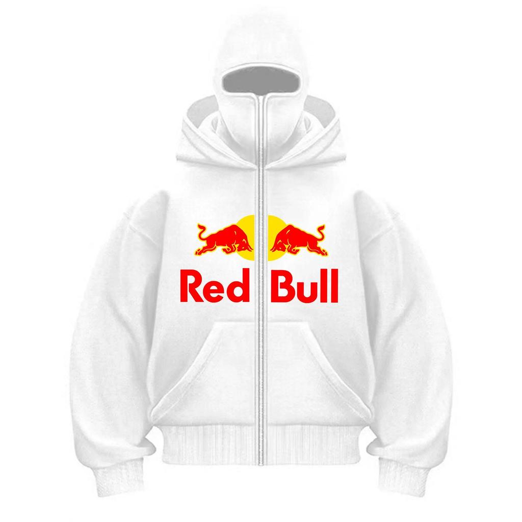 Red Bull Print Unisex Hoodie mit doppelter Kapuze und Reißverschluss - Bestseller Europäische und Amerikanische Mode