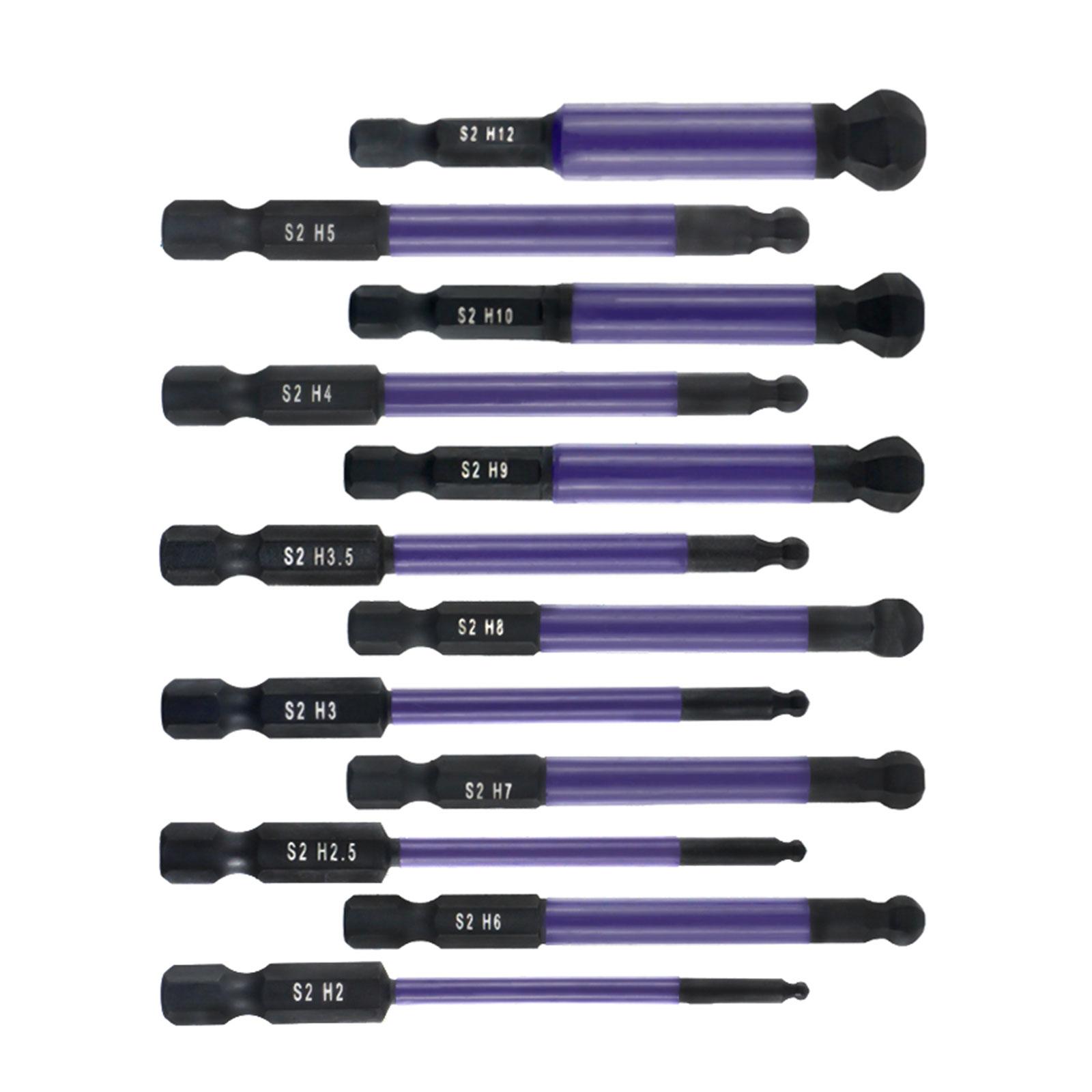 

12Pcs Allen Wrenches Drill Bit Set Impact Ball Head Screwdriver Bit Set 1/4inch Hex Shank Hex Bit Maintenance Tool