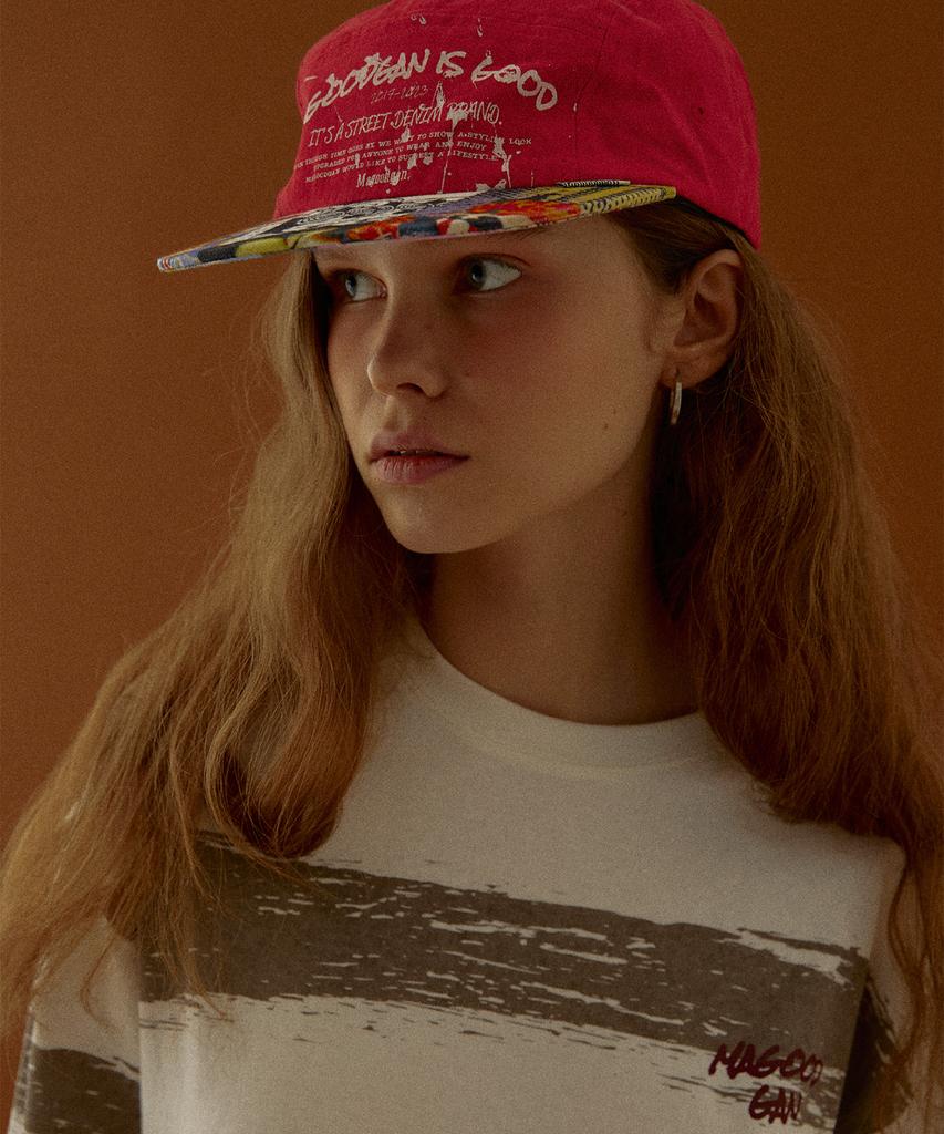 MAGOODGAN Headwear 9306 Collage Color Block Red Camp Cap