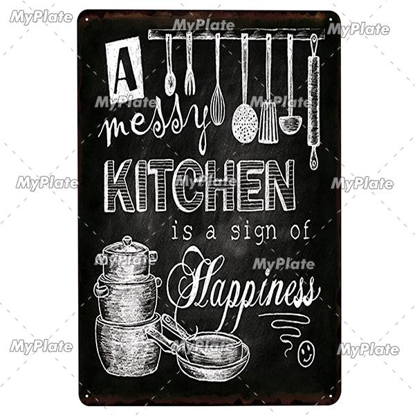 Kitchen Rules Metal Vintage Food Tin Sign Wall Decor for Kitchen Cafe Diner Bar Breakfast Metal Signs