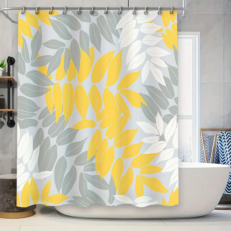 

Bright Yellow Grey Floral Shower Curtain Modern Bathroom Decor For Home Bathrooms Hotels 180Cm X 200Cm W60H190(CM)-1 Pcs