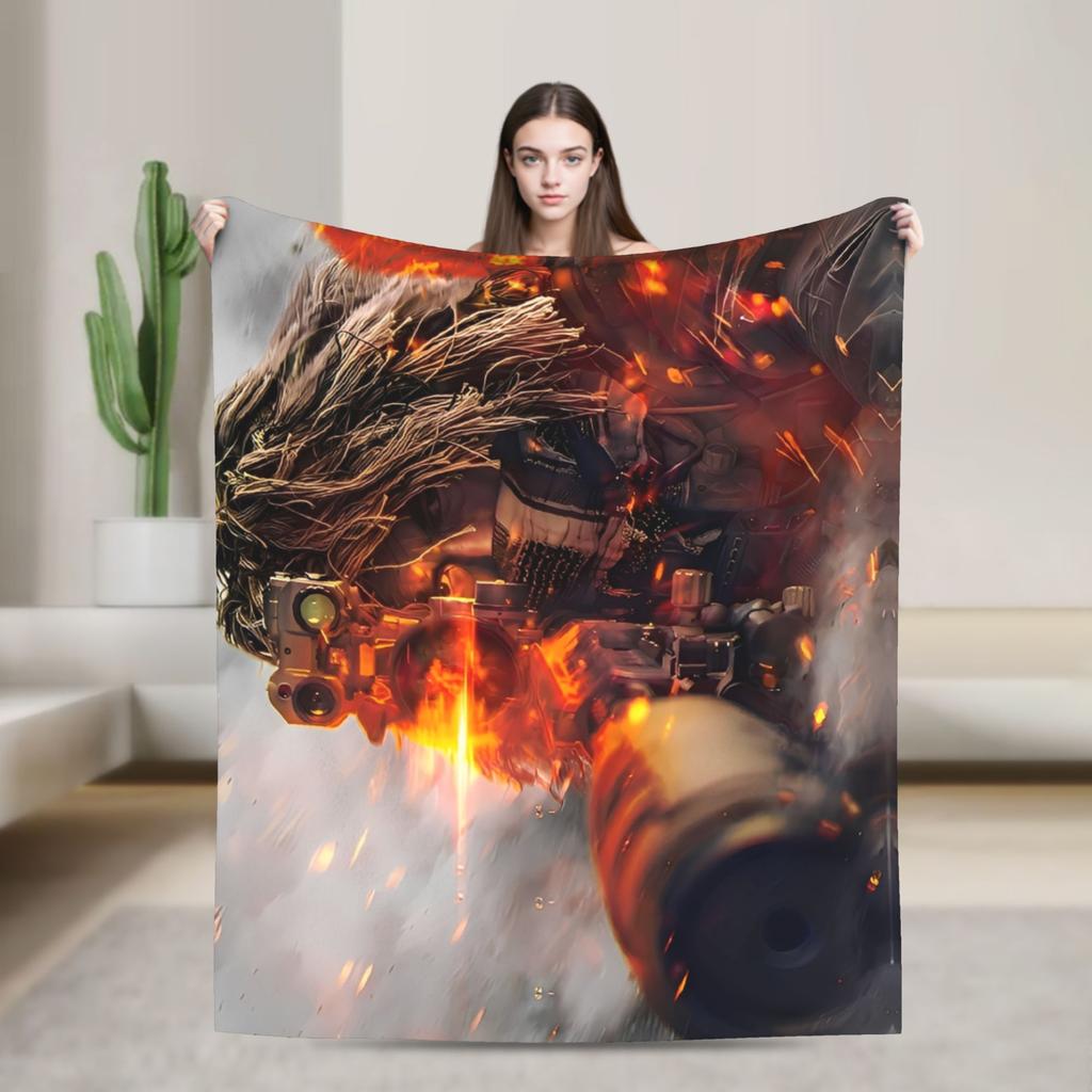 Battlefield 6 Game Funny Warm Soft Blanket Airplane Travel Plush Throw Blanket Fun Couch Chair Flannel Bedspread Sofa Bed Cover