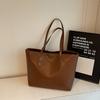 Simple Solid Color Large Capacity Women Tote Bags High End Fashi Soft Leather Shoulder Bag Vintage Travel Commuting Handbags