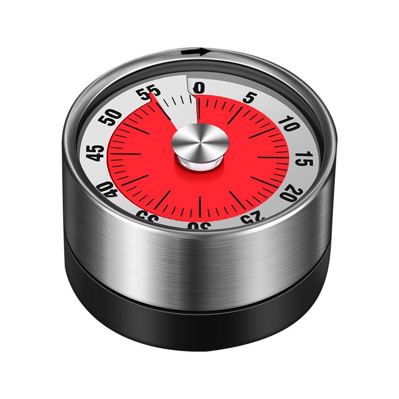 Stainless Steel Magnetic Kitchen Timer: Rotating Mechanical Countdown