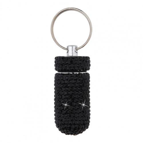 Medicine Organizer Bottle Pill Box Tablet Holder Sparkling Fine Workmanship Full Rhinestone Aluminum Alloy Vial for Hiking
