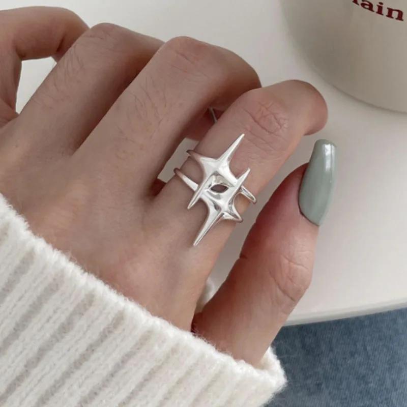 Punk Silver Color Y2K Stars Open Rings for Women Men Fashion Adjustable Couple Rings Hip Hop Vintage Ring Jewelry Gift
