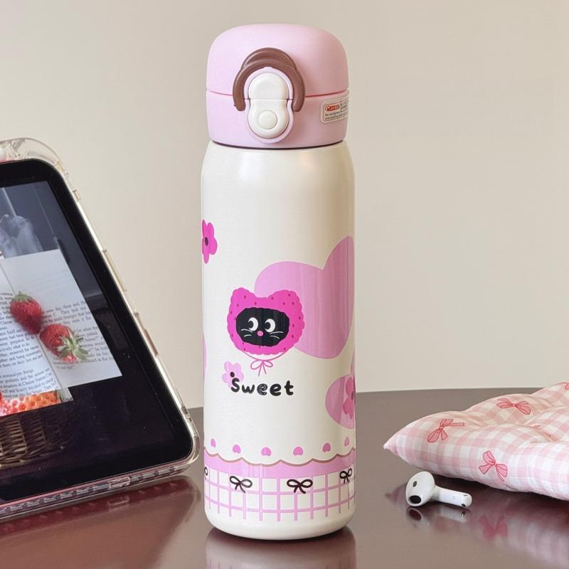 Cute Children's Double Drinking Thermal Water Bottle Thickened 316 Stainless Steel Straw Insulated Cup Hot and Cold Drinkware