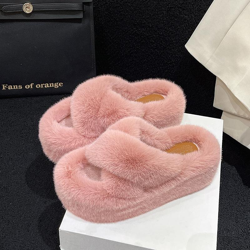 Mao Mao slippers women's outer wear spring and summer ins home home cross thick bottom height increase small autumn and winter cotton slippers