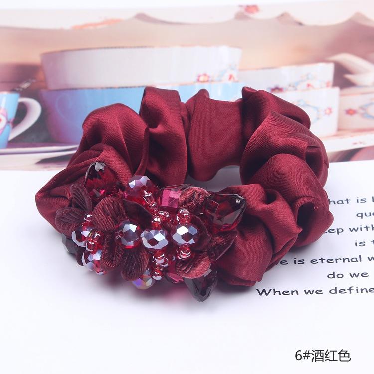 Korean Elegant Flower Scrunchies Women Girls Elastic Hair Rubber Bands Accessories Tie Hair Ring Rope Ponytail Holder Headdress